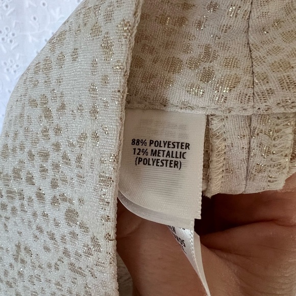 St. John Cream and Gold Metallic Emma Trouser Pants size 8 - Picture 6 of 6